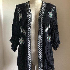 Embroidered Black Shawl/Cover-up/Kimono/Cardigan
